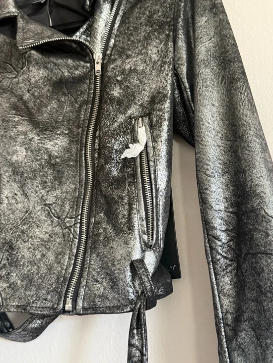 Metallic Silver Moto Jacket - Women - Picture 4 of 9